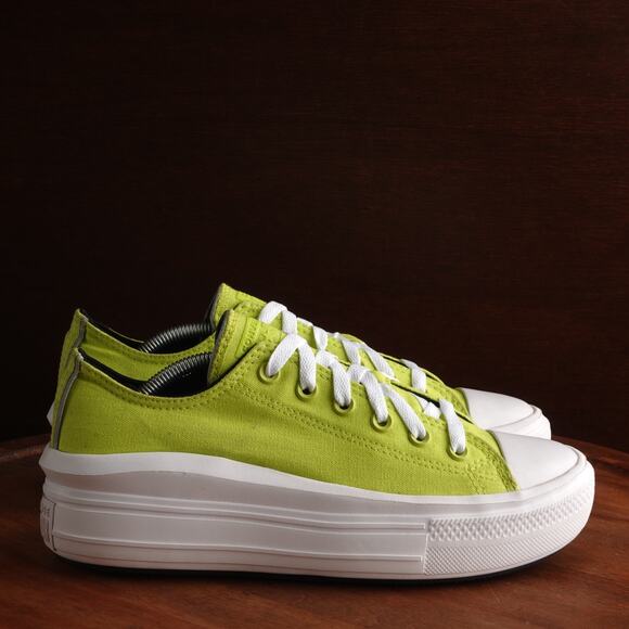 Converse Sneakers Womens SZ 9 Neon Green Move Platform Low Lace Up Casual Shoes - Picture 1 of 13